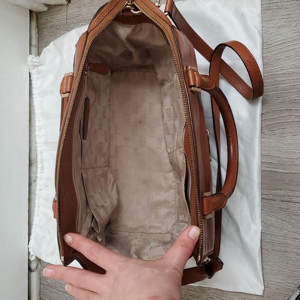 Michael Kors Two-Tone Satchel in Brown and Tan With Dust Bag - Picture 11 of 16